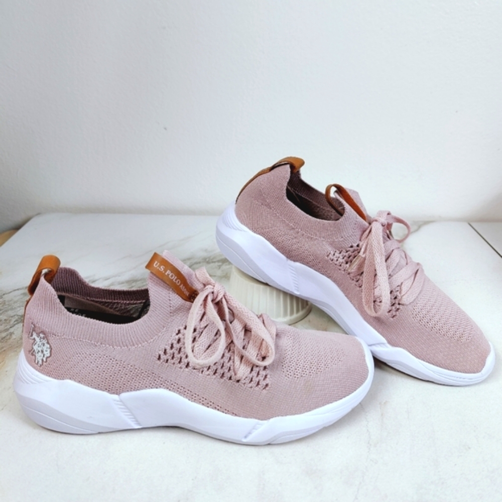 U.S. Polo Assn. Pink Knit Sneakers Lightweight Design
